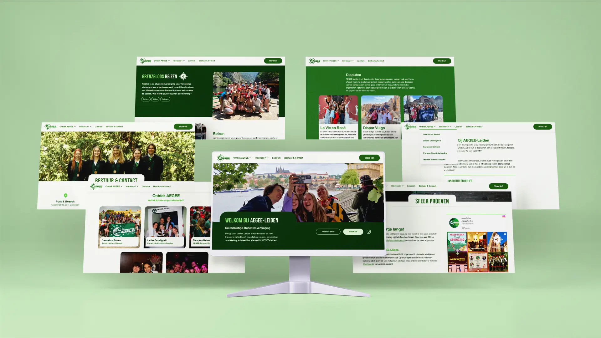 A screenshot of the homepage of the AEGEE-Leiden website