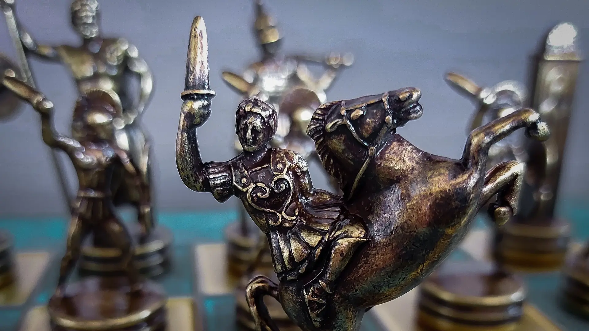 A photo of a knight chess piece on a chessboard